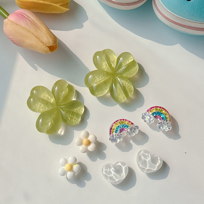 밍블밍블 퓨어 네잎클로버 반짝이 무지개 신발 꾸미기 파츠 세트