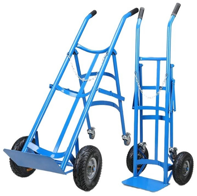 가스통 운반카트 구루마 핸드카 밀차 두꺼운 대차 병형, 1개, G. 블루 클래식 철심 고무 바퀴 1.0mm