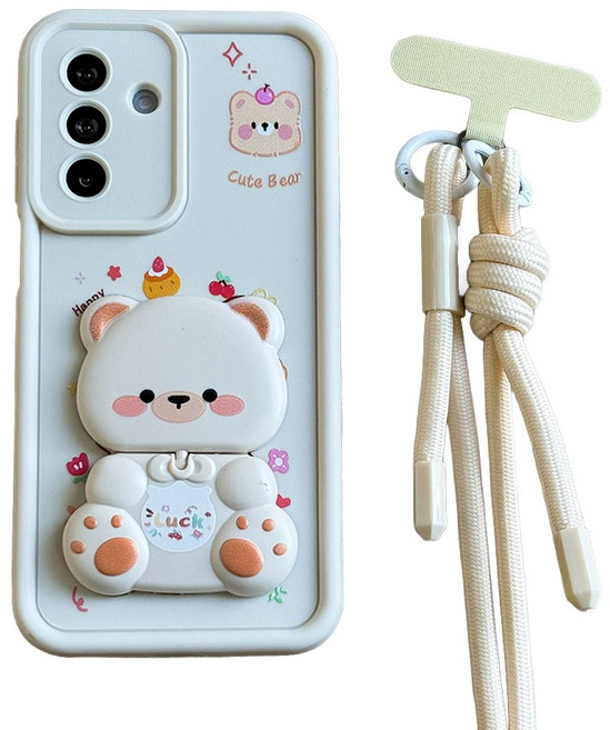 바이주주 키즈폰 목걸이 곰돌이 거울 거치대 휴대폰 케이스