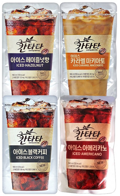 칸타타 아이스 파우치 230mlx10개씩 4종 각1박스씩(40개), 230ml, 40개