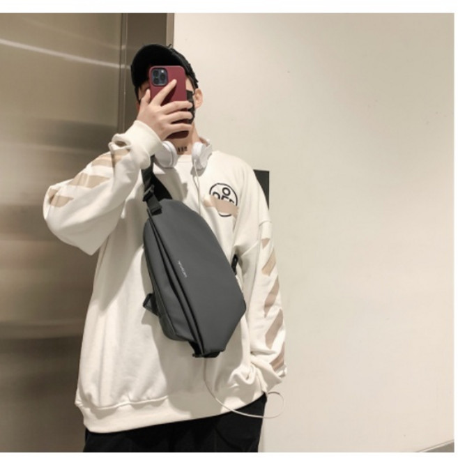 HAOSHUAI 斜肩包 磁吸扣防水機能包, 灰色