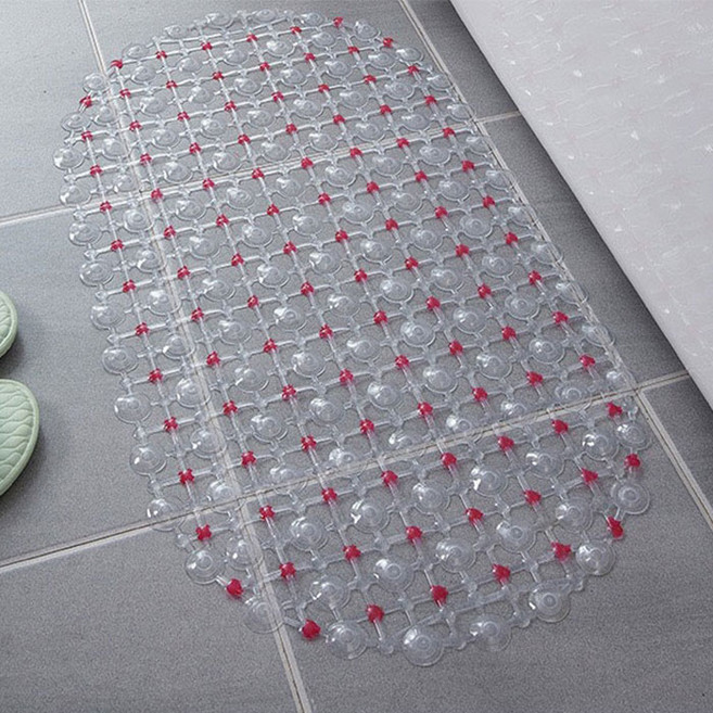 에너바디 물빠짐 투명 발매트 욕실매트 PVC 논슬립 빠른건조 안전 흡착매트, 1개, 레드