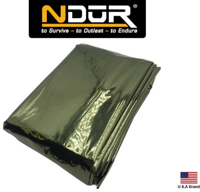 NDUR 美國品牌 大型緊急求生毯 213公分長, 軍綠色, 1個
