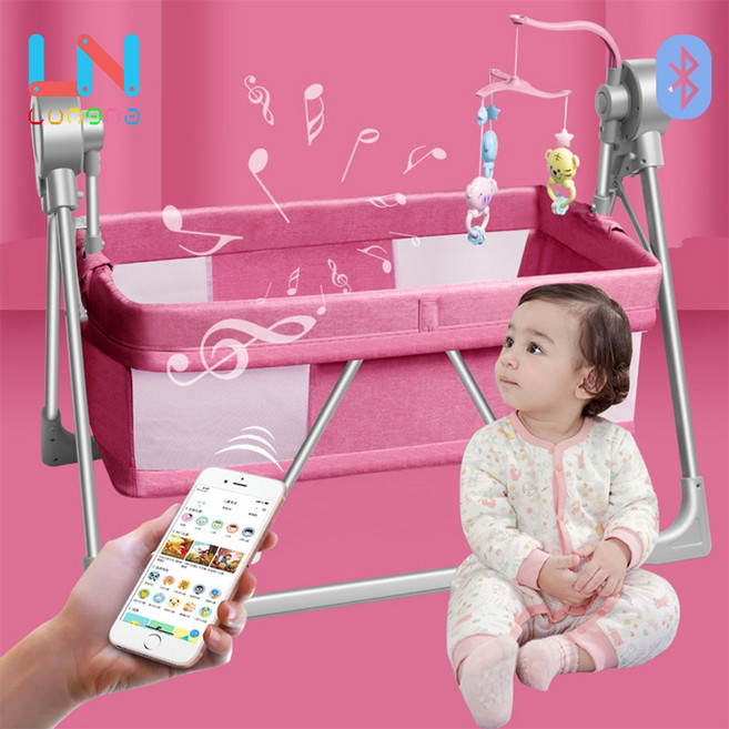 휴대용 접이식 다기능 전동 자동 바운서 이동식 흔들침대 스마트 요람침대 유아침대 흔들의자, 선택12