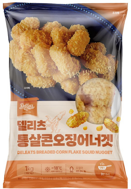 [오늘출발] 델리츠 콘통살오징어너겟 30개 오징어48% 튀김 냉동, 1개, 500g