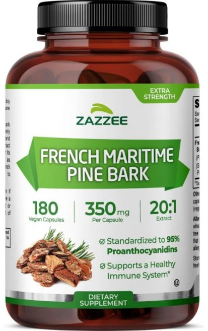 zazzee 프랑스 해양 소나무 껍질 201 추출물 350mg 당 의 비건 95 프로안토시아니딘 코셔 6개월, 180 Count (Pack of 1), 1 - 쿠팡