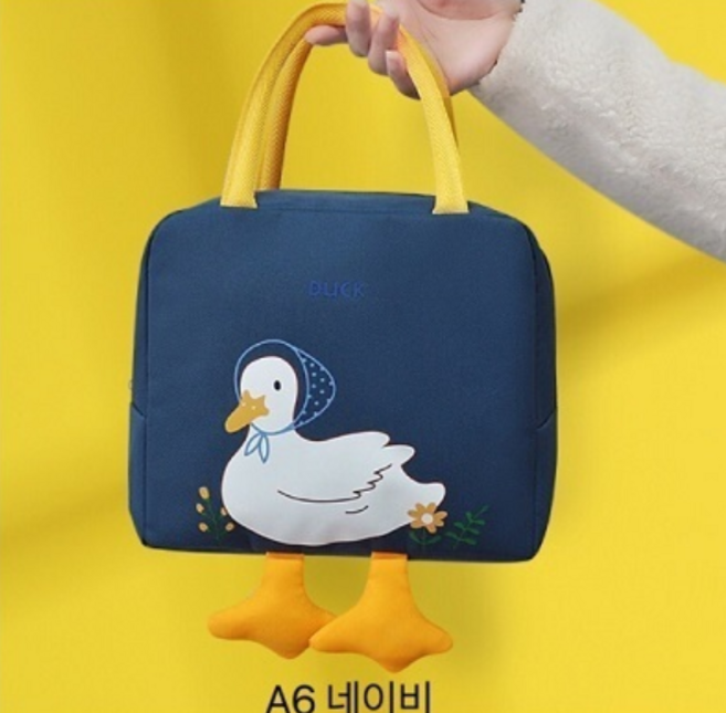 에버그로우 보온 보냉 동물 캐릭터 도시락가방 수능 직장인 피크닉 어린이집 유치원, 네이비, 1개