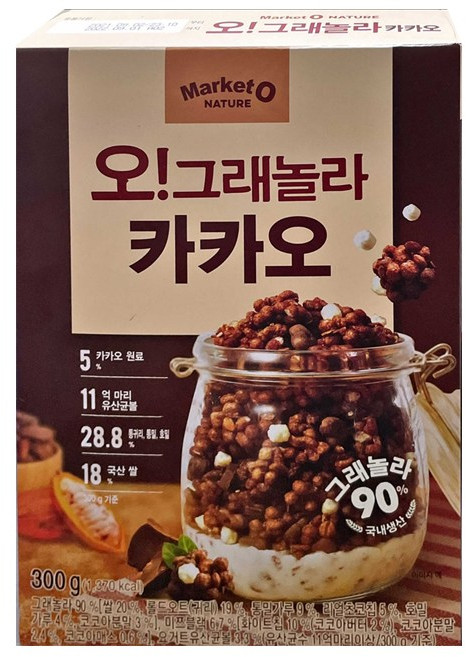 마켓오네이처 오 그래놀라 카카오 시리얼, 300g, 6개