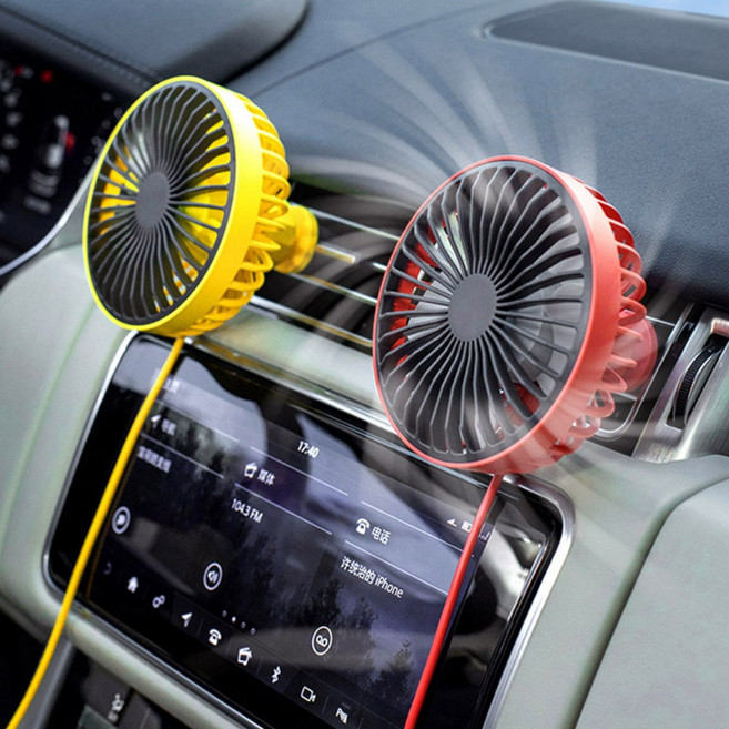 LED 차량용 에어컨 송풍구 선풍기 환풍기 USB 에어 써큘레이터 뒷자석 통풍구 카팬, 레드