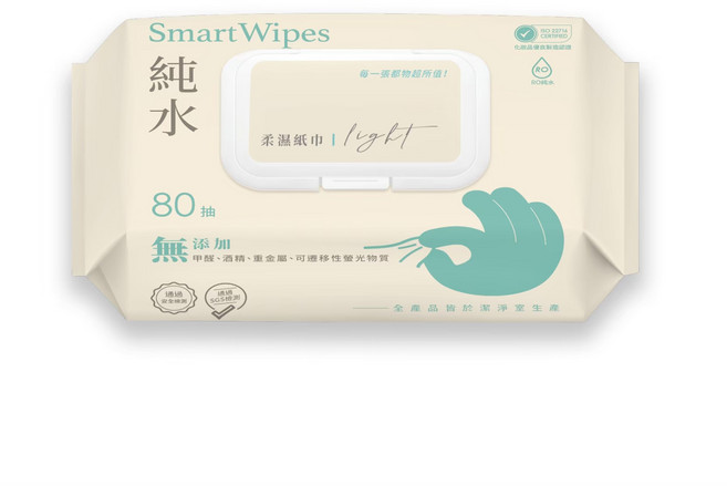 SmartWipes 純水柔濕紙巾 80抽 無添加, 1個, 1g