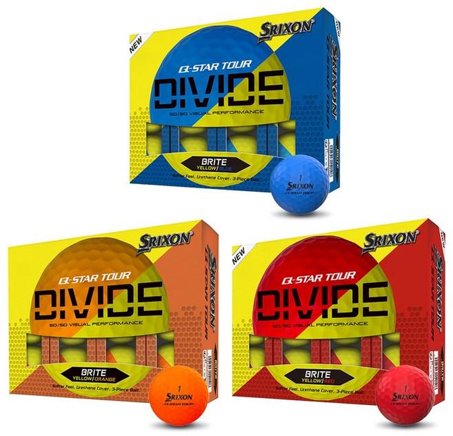 [던롭코리아 정품] 스릭슨 큐 스타 투어 5 디바이드 3피스 골프공 골프볼, 옐로우/레드, 12개입, 1개