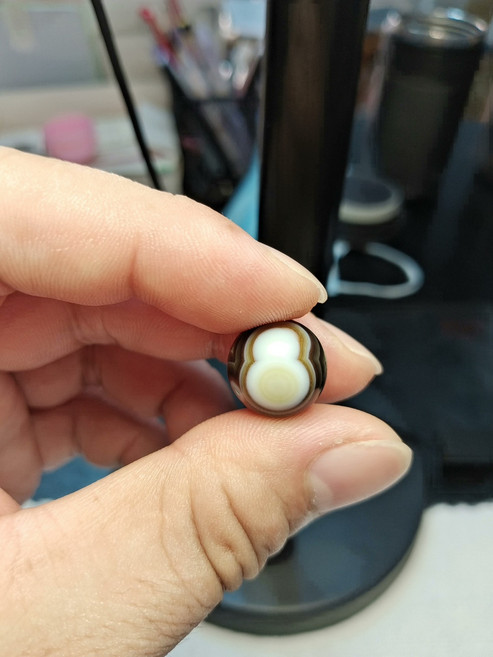 14mm 純天然黑瑪瑙 8字圓珠 啞光 天眼配珠 天然原石, 如圖所示, 1個