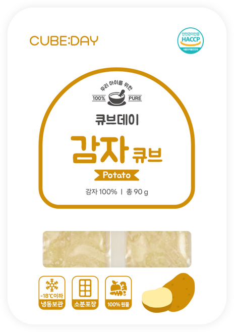 큐브데이 감자 큐브 (고운 입자 초기 중기 후기) 다진 야채 채소 무스 토핑 죽, 90g, 1개