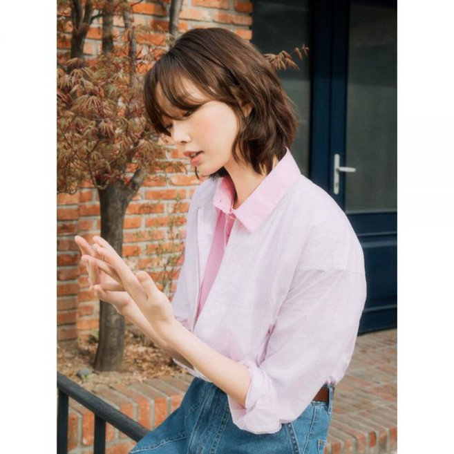 [빈폴레이디스] 테이프 디테일 긴소매 보머형 점퍼 라이트핑크 (BF5439C03Y)