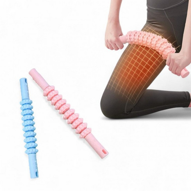 지압롤러 마사지바 종아리 어깨 목 뭉친근육 안마봉 스틱, 1개, 핑크