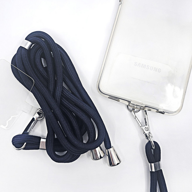 핸드폰 목걸이 스트랩 1+1, 1세트, 네이비