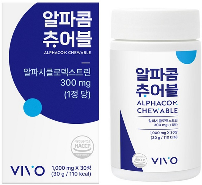 [VIVO] 알파콤 츄어블 30정 1통 알파CD 치커리식이섬유 함유 물없이 씹어먹는 맛있는 츄어블, 1개