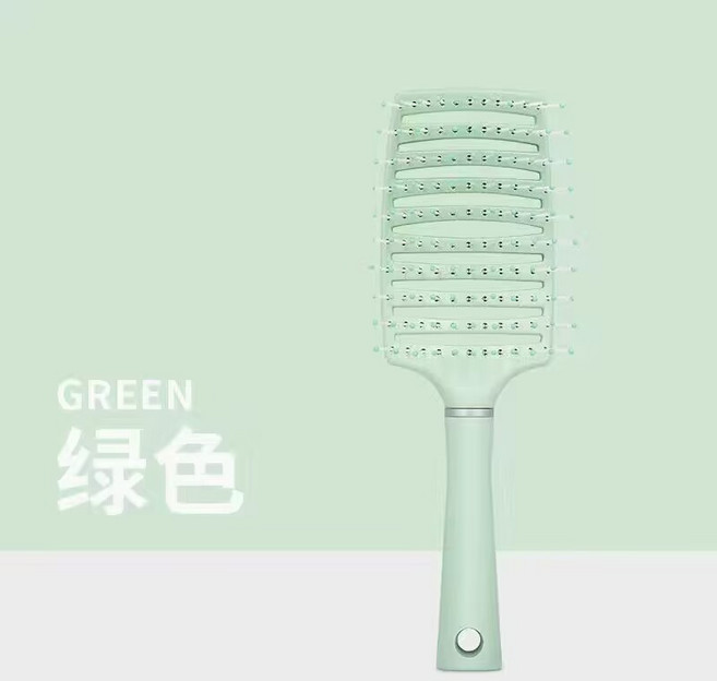 蓬鬆造型梳 大彎排骨梳 防靜電按摩梳, 1個, 綠色