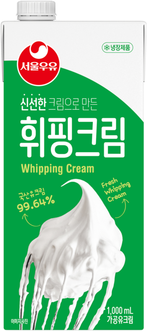 [아이스박스무료] 서울우유 동물성 휘핑크림, 1개, 1L