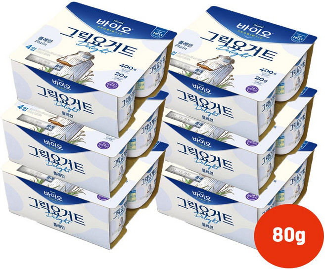 매일바이오 그릭요거트 딜라이트 플레인80g(4입)x6개/냉장무료배송, 80g, 24개