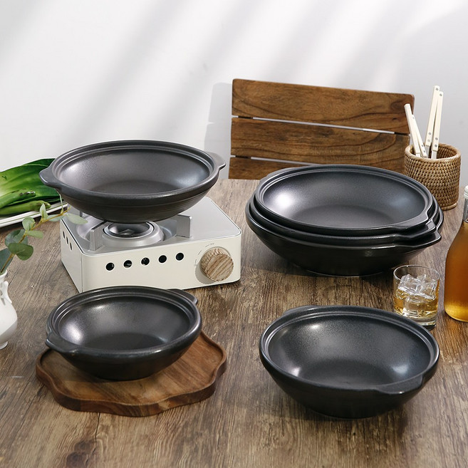 플라라 블랙스톤 전골냄비 내열뚝배기 4호, 1개, 29.5cm