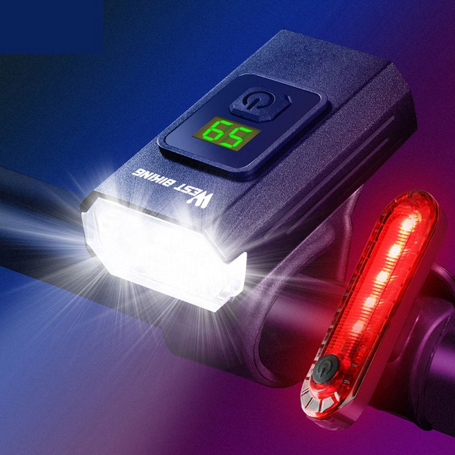 시그니처베이지 웨스트바이킹 자전거 라이트 전조등 후레쉬 후미등 세트 YPZ384, 1개, 블랙