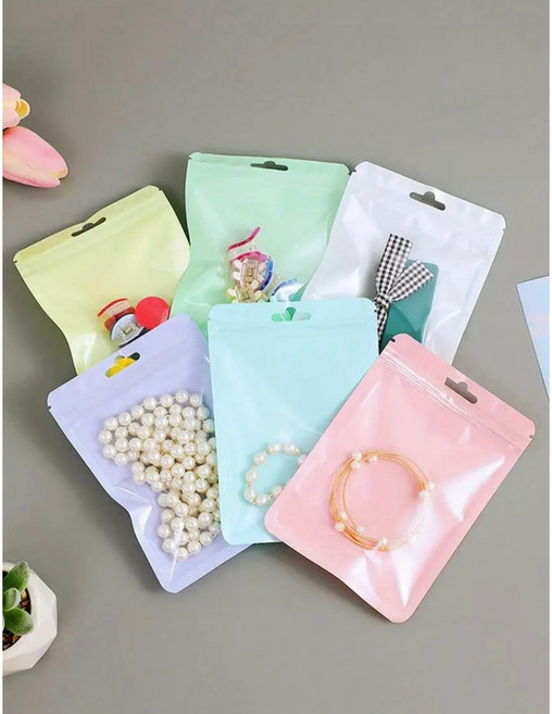 파스텔 컬러의 PVC 미니지퍼백 60매, 혼합