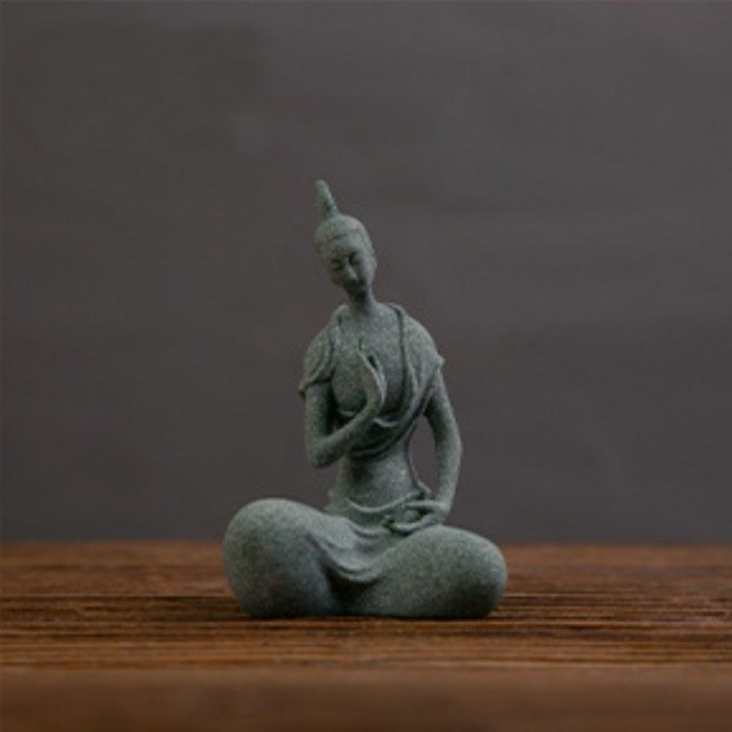 貝貝 青砂石 禪意 佛像 擺件, 北魏佛-聽禪 10*6cm