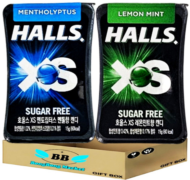 봉봉마켓 호올스XS 무설탕 멘톨향 레몬민트향 2가지맛 10개, 15g