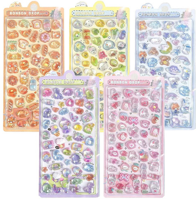 올리브파티 3D 입체 DIY 다꾸 폰꾸 스티커 5종 세트, 1세트, 5종_B