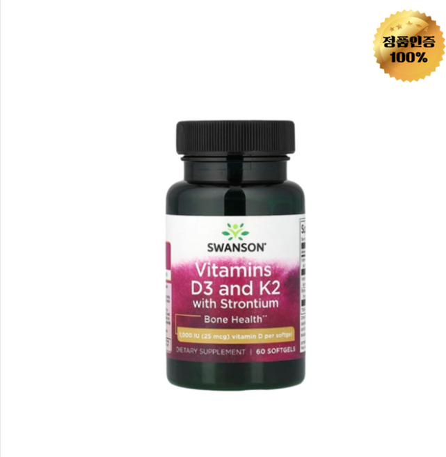 스완슨 비타민D3 + K2 스트론튬 함유 1000IU 소프트젤 60정, 1개, 60회분