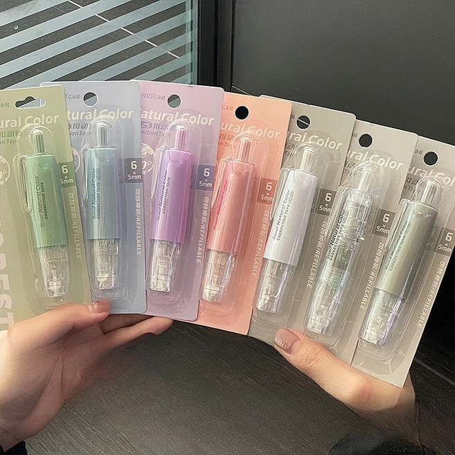 마니파파 360도 회전형 곡선 노크식 수정테이프 5mm x 6M 혼합색상 6종세트 랜덤발송, 혼합6종랜덤, 1개