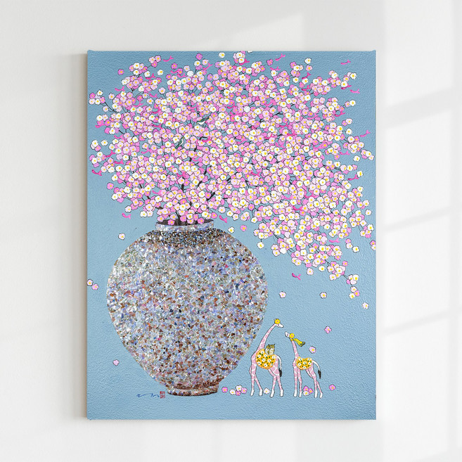 [인메이블] 복들어오는 두요 김민정 작가 19종 01~09번 그림 캔버스 아름다운 행복 인테리어 메탈 액자 집들이 거실 자취방 선물, 05.사랑을 품은 꽃잎_B, 캔버스+[원목]올림액자, 30호[90.9x72.7cm]