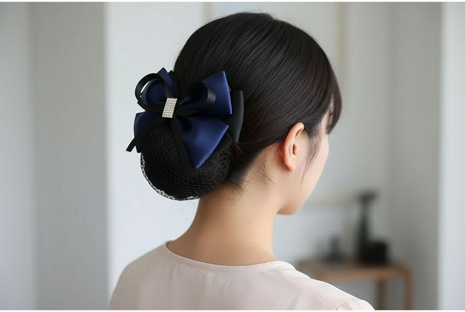 현디자인 나비넥타이헤어망 면접 연주 콩클 간호사 승무원 고급헤어망