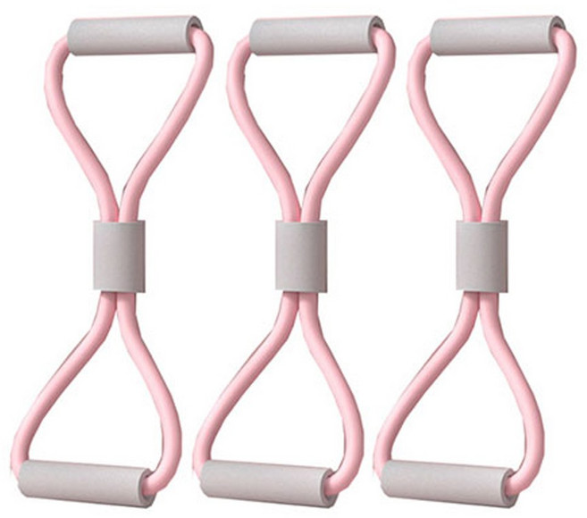 사비나 8자 텐션 필라테스 튜빙밴드, 핑크, 3개