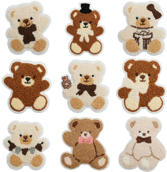 별라 열접착식 와펜 자수 패치 곰돌이 9종 세트