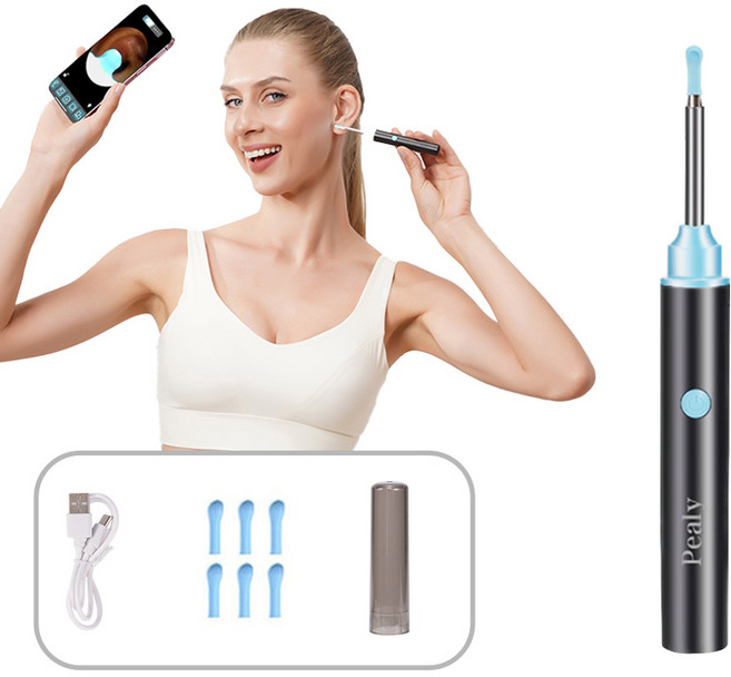 스마트 내시경 귀이개 LED 500만 고화질 카메라, 블랙, 1개, 1개입