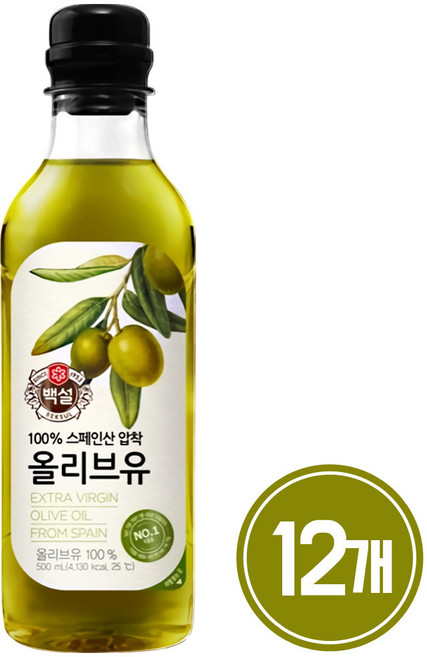 백설 스페인산 압착 올리브유, 500ml, 12개