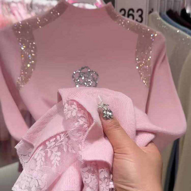 페이준 여성 가을 겨울 핫픽스 폴라 니트 캐주얼 슬림핏 상의 GP3156