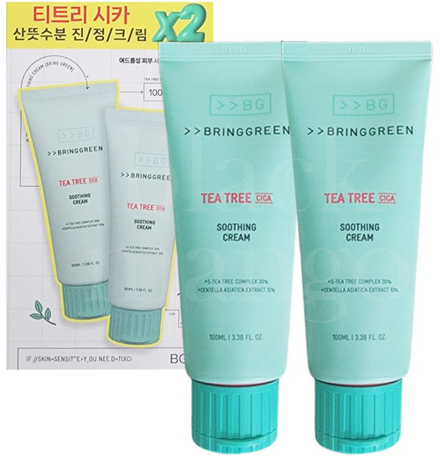 브링그린 티트리 시카 수딩 크림 플러스 100ml 강력한 수분 진정 효과, 1개, 200ml