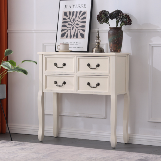 RADY 엔틱 콘솔 수입 가구 현관 장식장 슬림 현관 수납장 인테리어, 모던아이보리