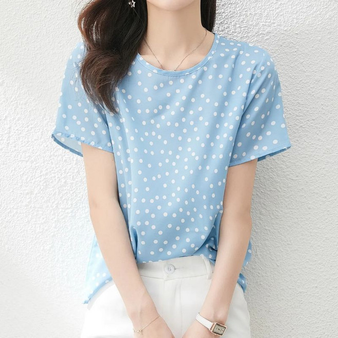 에이시크 디센느 도트 반팔 티셔츠 C25BTS383