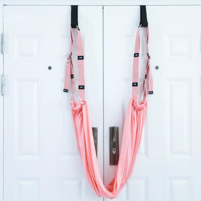 까마느 요가 스트레칭 밴드 도어픽스 필라테스 플라잉로프 요가끈 벽로프 물구나무서기 보조로프 공중요가 가정용 운동 기구, 1개, 핑크