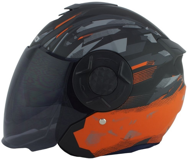 코모 6250 오토바이 오픈페이스 헬멧 이너쉴드 내장형 초경량 950g, 무광검정 Kanji (스모크쉴드)