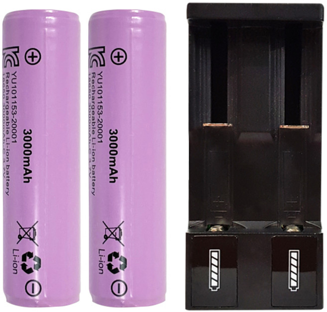 탑셀 18650 리튬이온 배터리 3000mAh 2개 + 2구 충전기 세트 26650배터리 충전가능 건전지 배터리충전기 충전식 밧데리, 1개