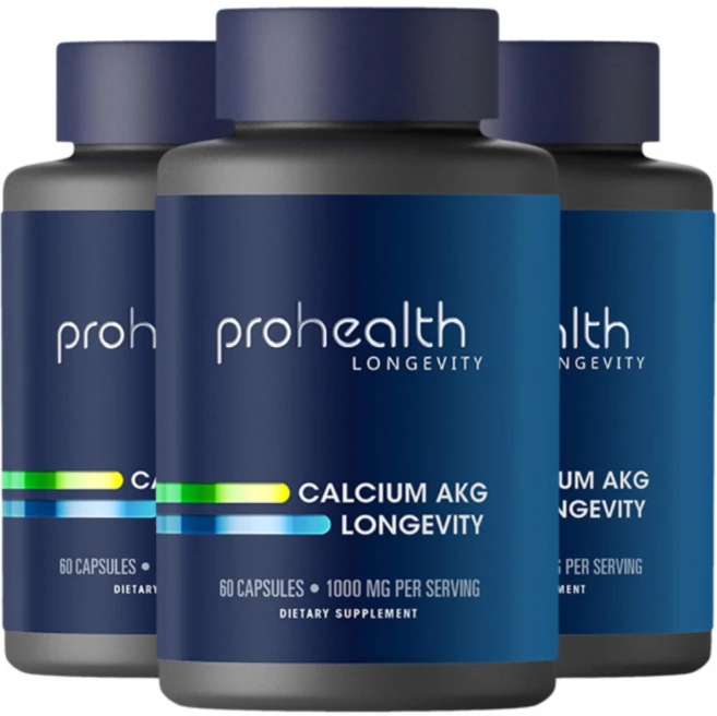 ProHealth Longevity Calcium AKG 롱지버티 1000mg 캡슐당 500mg 칼슘, 3개, 60정 - 쿠팡