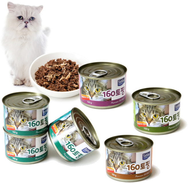 태비탑퍼 160토핑 고양이캔 생선, 160g, 24개, 흰살참치 + 멸치 혼합맛