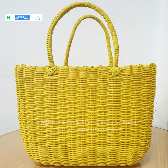 그린랜드 단색 빨대가방 16색상 핸드메이드 빨대바구니 폴리스트롱 피크닉 나들이 피크닉 패션 그린랜드79