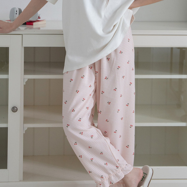 국산 여성 귀여운 프릴 파자마 긴바지