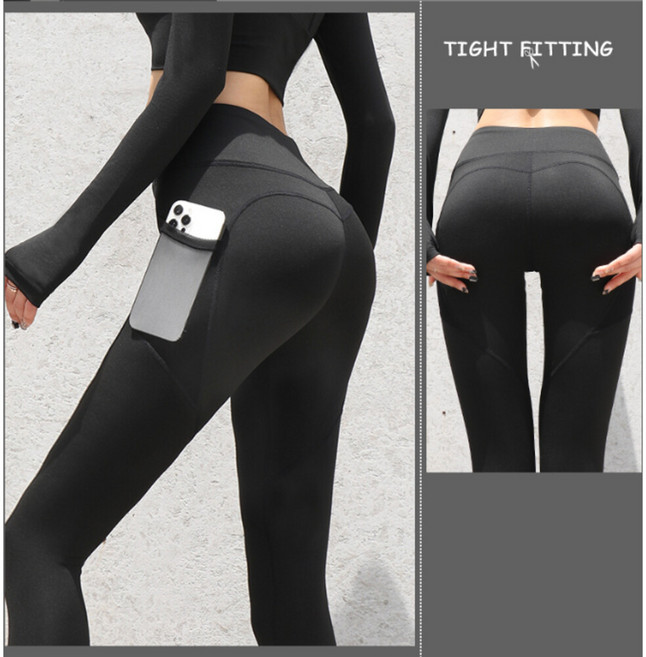 運動瑜珈褲 女 緊身韻律壓力提臀蜜桃褲 口袋款